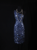 Cute Sheath One Shoulder Navy Blue Sequin Formal 8th Grade Homecoming Dresses Summer Middle School Hoco Dress Homecoming Outfits HZ1214