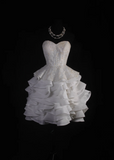 Cute Ball Gown Sweetheart White Satin Formal 8th Grade Homecoming Dresses Summer Middle School Hoco Dress Homecoming Outfits HZ1214