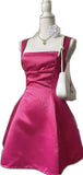 Cute A line Square Neck Sleeveless Hot Pink Short Formal 8th Grade Homecoming Dresses Summer Middle School Hoco Dress Homecoming Outfits HZ1214