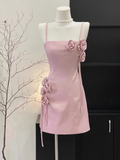 Cute A Line Spaghetti Straps Pink Satin Formal 8th Grade Homecoming Dresses Summer Middle School Hoco Dress Homecoming Outfits HZ1214