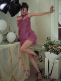 Cute A line Spaghetti Straps Grape Sleeveless Short Formal 8th Grade Homecoming Dresses Summer Middle School Hoco Dress Homecoming Outfits HZ1214