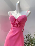 Pretty A Line Spaghetti Straps Floral Hot Pink Short Homecoming Dress Summer Middle School Formal 8th Grade Hoco Dresses Summer Homecoming Outfits HZ1214