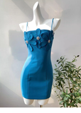 Pretty Sheath Spaghetti Straps Floral Blue Mini Short Homecoming Dress Summer Middle School Formal 8th Grade Hoco Dresses Summer Homecoming Outfits HZ1214