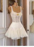Cute A Line Straps Lace Short Mini Formal 8th Grade Homecoming Dresses Summer Middle School Hoco Dress Homecoming Outfits HZ1214