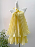 Cute A line Halter Yellow Chiffon Mini Short Formal 8th Grade Homecoming Dresses Summer Middle School Hoco Dress Homecoming Outfits 25 Birthday Dress HZ1214