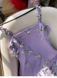 Cute A line Spaghetti Straps Lilac Mini Short Formal 8th Grade Homecoming Dresses Summer Middle School Hoco Dress Homecoming Outfits HZ1214
