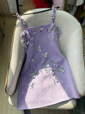 Cute A line Spaghetti Straps Lilac Mini Short Formal 8th Grade Homecoming Dresses Summer Middle School Hoco Dress Homecoming Outfits HZ1214