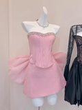 Simple A line Sweetheart Pink Satin Short Mini Homecoming Dress Summer Hoco Dresses Mini Cocktail Dress HZ1214