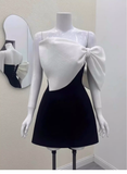 Cute A line Strapless Black Satin Mini Short Formal 8th Grade Homecoming Dresses Summer Middle School Hoco Dress Homecoming Outfits Birthday Dress HZ1214