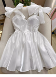 Pretty A line Black Satin Short Formal 8th Grade Homecoming Dresses Summer Middle School Hoco Dress Homecoming Outfits HZ1214