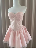 Pretty Ball Gown Sweetheart Tulle Pink Short Homecoming Dress Summer Middle School Formal 8th Grade Hoco Dresses Summer Homecoming Outfits HZ1214