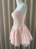 Pretty Ball Gown Sweetheart Tulle Pink Short Homecoming Dress Summer Middle School Formal 8th Grade Hoco Dresses Summer Homecoming Outfits HZ1214