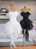 Cute A line Spaghetti Straps White Mini Short Formal 8th Grade Homecoming Dresses Summer Middle School Hoco Dress Homecoming Outfits HZ1214
