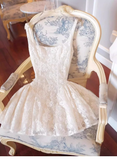 Cute A line Square Neck White Lace Mini Short Formal 8th Grade Homecoming Dresses Summer Middle School Hoco Dress Homecoming Outfits Birthday Dress HZ1214