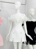 Cute A line Off The Shoulder White Mini Short Formal 8th Grade Homecoming Dresses Summer Middle School Hoco Dress Homecoming Outfits HZ1214