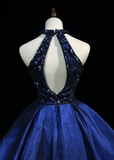 Cute Ball Gown High Neck Royal Blue Sleeveless Mini Short Formal 8th Grade Homecoming Dresses Summer Middle School Hoco Dress Homecoming Outfits HZ1214