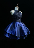 Cute Ball Gown High Neck Royal Blue Sleeveless Mini Short Formal 8th Grade Homecoming Dresses Summer Middle School Hoco Dress Homecoming Outfits HZ1214