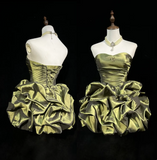 Cute Ball Gown Sweetheart Taffeta Olive Green Sleeveless Mini Short Formal 8th Grade Homecoming Dresses Summer Middle School Hoco Dress Homecoming Outfits HZ1214