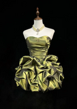 Cute Ball Gown Sweetheart Taffeta Olive Green Sleeveless Mini Short Formal 8th Grade Homecoming Dresses Summer Middle School Hoco Dress Homecoming Outfits HZ1214