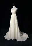 Vintage Bridal Gown 1960s A line Spaghetti Straps White Chiffon Long White Wedding Dresses Elegant Bridal Gowns HZ1214