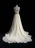 Vintage Bridal Gown 1960s A line Spaghetti Straps White Chiffon Long White Wedding Dresses Elegant Bridal Gowns HZ1214