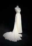 Vintage Bridal Gown 1960s A line Spaghetti Straps White Chiffon Long White Wedding Dresses Elegant Bridal Gowns HZ1214