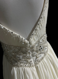Vintage Bridal Gown 1960s A line Spaghetti Straps White Chiffon Long White Wedding Dresses Elegant Bridal Gowns HZ1214
