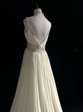 Vintage Bridal Gown 1960s A line Spaghetti Straps White Chiffon Long White Wedding Dresses Elegant Bridal Gowns HZ1214