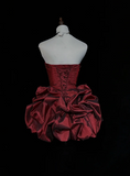 Cute Ball Gown Sweetheart Taffeta Burgundy Sleeveless Mini Short Formal 8th Grade Homecoming Dresses Summer Middle School Hoco Dress Homecoming Outfits HZ1214