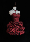 Cute Ball Gown Sweetheart Taffeta Burgundy Sleeveless Mini Short Formal 8th Grade Homecoming Dresses Summer Middle School Hoco Dress Homecoming Outfits HZ1214