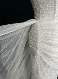 Vintage Bridal Gown 1960s Mermaid Off The Shoulder Sequin Long White Wedding Dresses Elegant Bridal Gowns HZ1214