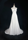 Vintage Bridal Gown 1960s A Line Jewel Neck Chiffon Long White Wedding Dresses Elegant Bridal Gowns HZ1214