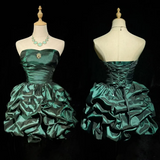 Vintage Ball Gown Sweetheart Taffeta Dark Green Sleeveless Mini Short Formal 8th Grade Homecoming Dresses Summer Middle School Hoco Dress Homecoming Outfits HZ1214