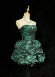 Vintage Ball Gown Sweetheart Taffeta Dark Green Sleeveless Mini Short Formal 8th Grade Homecoming Dresses Summer Middle School Hoco Dress Homecoming Outfits HZ1214