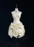 Vintage Ball Gown Sweetheart Taffeta White Sleeveless Mini Short Formal 8th Grade Homecoming Dresses Summer Middle School Hoco Dress Homecoming Outfits HZ1214