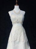 Vintage Bridal Gown 1960s A Line Strapless Tulle Lace Long White Wedding Dresses Elegant Bridal Gowns HZ1214