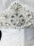 Vintage Bridal Gown 1960s A Line Strapless Tulle Lace Long White Wedding Dresses Elegant Bridal Gowns HZ1214