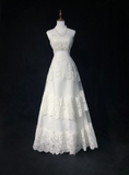 Vintage Bridal Gown 1960s A Line Strapless Tulle Lace Long White Wedding Dresses Elegant Bridal Gowns HZ1214