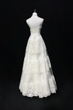 Vintage Bridal Gown 1960s A Line Strapless Tulle Lace Long White Wedding Dresses Elegant Bridal Gowns HZ1214