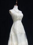 Vintage Bridal Gown 1960s A Line Strapless Tulle Lace Long White Wedding Dresses Elegant Bridal Gowns HZ1214
