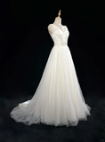 Vintage Bridal Gown 1960s Ball Gown V Neck Tulle Long White Wedding Dresses Elegant Bridal Gowns HZ1214