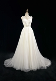 Vintage Bridal Gown 1960s Ball Gown V Neck Tulle Long White Wedding Dresses Elegant Bridal Gowns HZ1214