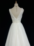 Vintage Bridal Gown 1960s Ball Gown V Neck Tulle Long White Wedding Dresses Elegant Bridal Gowns HZ1214