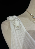 Vintage Bridal Gown 1960s Ball Gown V Neck Tulle Long White Wedding Dresses Elegant Bridal Gowns HZ1214