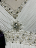Vintage Bridal Gown 1960s A Line V Neck Chiffon Long White Wedding Dresses Elegant Bridal Gowns HZ1214