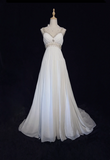 Vintage Bridal Gown 1960s A Line V Neck Chiffon Long White Wedding Dresses Elegant Bridal Gowns HZ1214