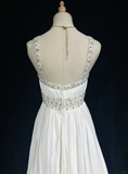 Vintage Bridal Gown 1960s A Line V Neck Chiffon Long White Wedding Dresses Elegant Bridal Gowns HZ1214