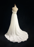 Vintage Bridal Gown 1960s A Line V Neck Chiffon Long White Wedding Dresses Elegant Bridal Gowns HZ1214