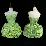 Vintage Ball Gown Sweetheart Taffeta Green Sleeveless Mini Short Formal 8th Grade Homecoming Dresses Summer Middle School Hoco Dress Homecoming Outfits HZ1214
