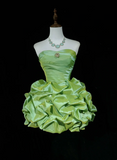 Vintage Ball Gown Sweetheart Taffeta Green Sleeveless Mini Short Formal 8th Grade Homecoming Dresses Summer Middle School Hoco Dress Homecoming Outfits HZ1214